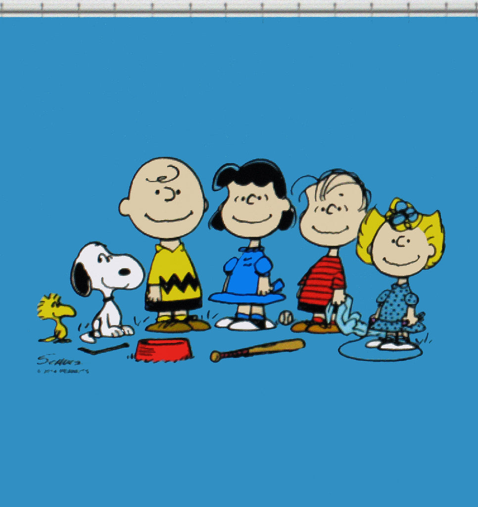 Peanuts Gang Fabric Shower Curtain With Free Hanger Hooks