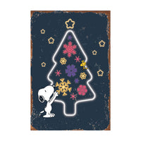 Snoopy Tin Wall Sign With Weathered Look - Christmas Tree (Minor Corner and Edge Creases)