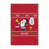 Snoopy Tin Wall Sign With Weathered Look - (Christmas) Ho Ho Ho  (Minor Corner Creases)