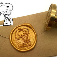 Snoopy Wax Seal Wood Stamp With Copper Head and 2 Sticks of Metallic Wax