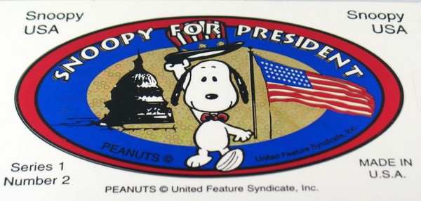 Snoopy For President Series 1 No. 2 Vinyl Sticker | snoopn4pnuts.com