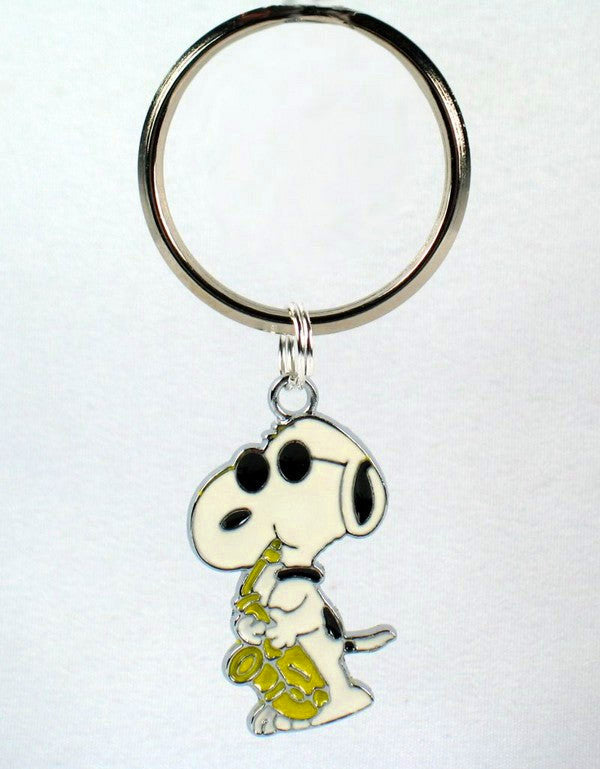 Snoopy Joe Cool Sax Silver Plated Key Chain