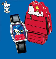 Snoopy and Woodstock Quartz Watch In Decorative Doghouse-Shaped Tin