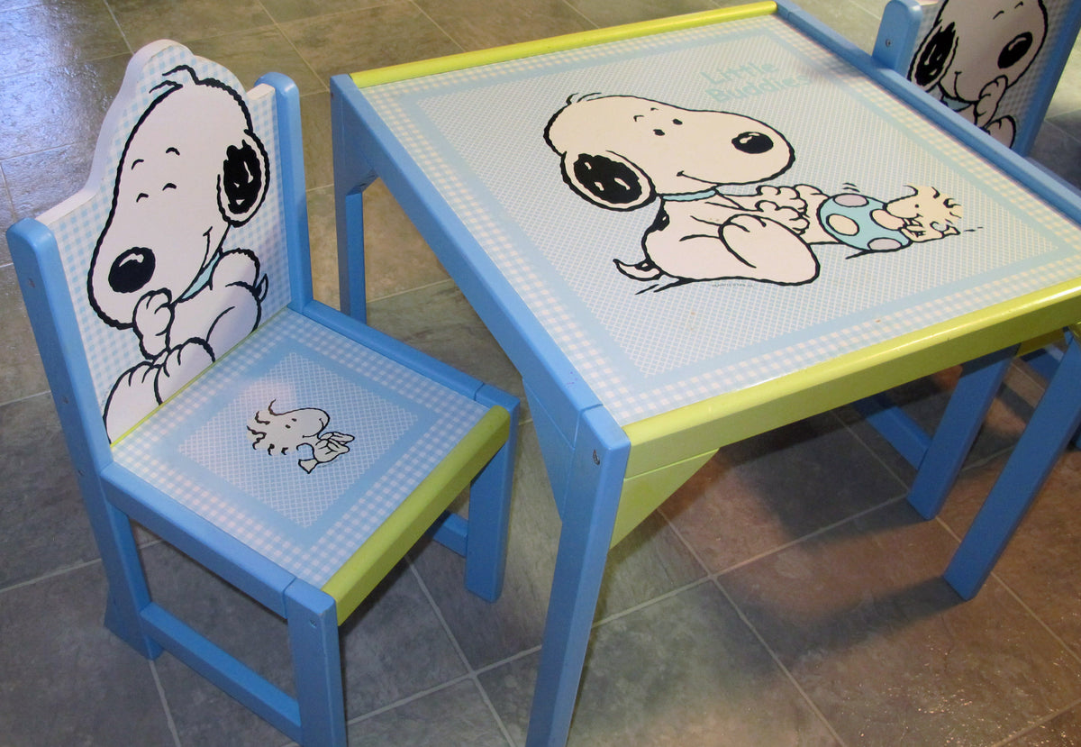 Baby Snoopy Wood Table And Chairs Set - Little Buddies (Used But