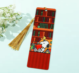 Snoopy "Heavy Duty" Book Mark With Tassel - In The Library - snoopn4pnuts.com