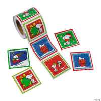 Snoopy Christmas Seals Sticker Set (10)  - Stamp Design Great For Decorating Christmas Cards and Envelopes!