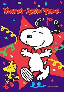 Peanuts Double - Sided Linen Flag - Snoopy Happy New Year - snoopn4pnuts.com