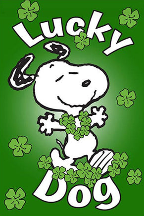 Peanuts Double - Sided Linen Flag - Snoopy St. Patrick's Day Lucky Dog - snoopn4pnuts.com