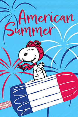 Peanuts Double - Sided Linen Flag - Flying Ace Patriotic American Summer - snoopn4pnuts.com
