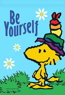 Peanuts Double - Sided Linen Flag - Woodstock Be Yourself - snoopn4pnuts.com