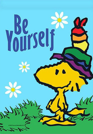 Peanuts Double - Sided Linen Flag - Woodstock Be Yourself - snoopn4pnuts.com