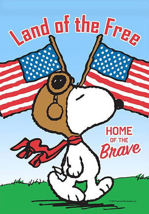 Peanuts Double - Sided Linen Flag - Snoopy Patriotic Land Of The Free... - snoopn4pnuts.com