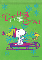 Peanuts Double-Sided Flag - Snoopy Dashing Through The Snow