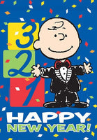 Peanuts Double - Sided Linen Flag - Happy New Year! - snoopn4pnuts.com