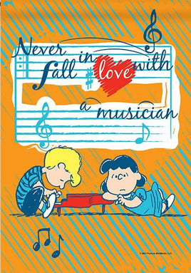 Peanuts Double - Sided Flag - Never Fall In Love With A Musician - snoopn4pnuts.com