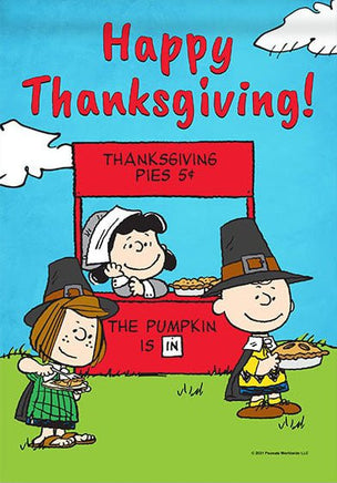 Peanuts Double - Sided Linen Flag - Happy Thanksgiving! - snoopn4pnuts.com