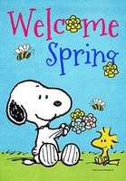 Peanuts Double - Sided Linen Flag - Snoopy Welcome Spring - snoopn4pnuts.com