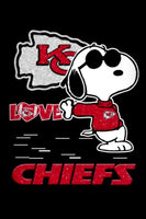 Peanuts Snoopy Double-Sided Flag - Joe Cool LOVE Kansas City Chiefs Football