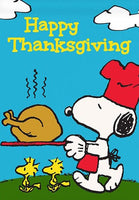 Peanuts Double - Sided Linen Flag - Snoopy Happy Thanksgiving - snoopn4pnuts.com