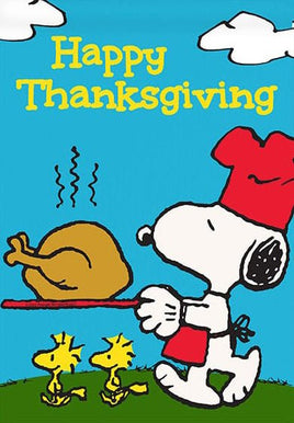 Peanuts Double - Sided Linen Flag - Snoopy Happy Thanksgiving - snoopn4pnuts.com