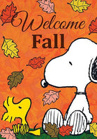 Peanuts Double - Sided Linen Flag - Snoopy Welcome Fall - snoopn4pnuts.com