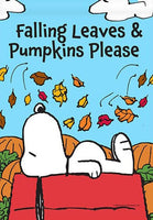 Peanuts Double - Sided Linen Flag - Snoopy Falling Leaves - snoopn4pnuts.com
