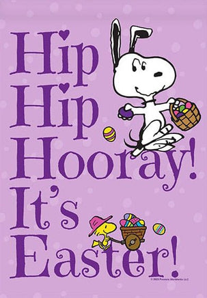 Peanuts Double - Sided Linen Flag - Snoopy Hooray! It's Easter! - snoopn4pnuts.com