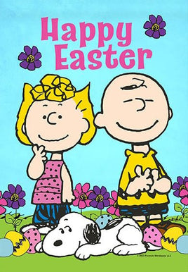 Peanuts Double - Sided Linen Flag - Happy Easter - snoopn4pnuts.com