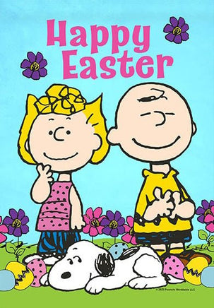 Peanuts Double - Sided Linen Flag - Happy Easter - snoopn4pnuts.com