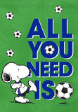 Peanuts Double-Sided Flag - Snoopy All You Need Is Soccer