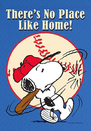 Peanuts Double - Sided Linen Flag - Snoopy Baseball There's No Place Like Home! - snoopn4pnuts.com
