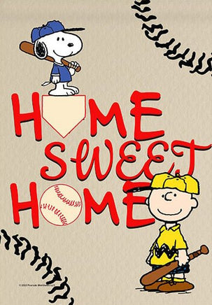 Peanuts Double - Sided Linen Flag - Snoopy Baseball Home Sweet Home - snoopn4pnuts.com