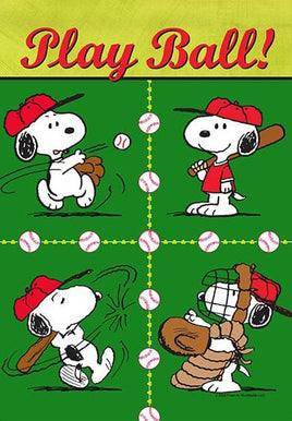 Peanuts Double - Sided Linen Flag - Snoopy Play Ball! - snoopn4pnuts.com