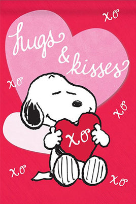 Peanuts Double - Sided Flag - Snoopy Valentine's Day Hugs & Kisses - snoopn4pnuts.com