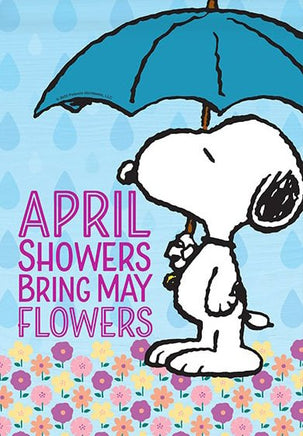 Peanuts Double - Sided Linen Flag - April Showers - snoopn4pnuts.com