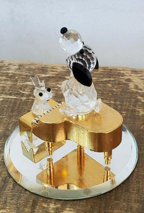 Silver Deer Vintage Crystal Snoopy and Woodstock Figurines With Piano - RARE! - snoopn4pnuts.com