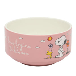 Snoopy Stoneware Bowl / Snack Dish - Love Begins To Bloom - snoopn4pnuts.com