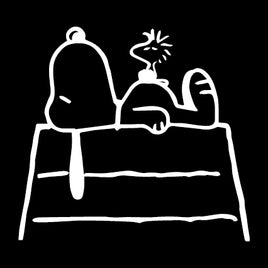Snoopy and Woodstock On Doghouse Die - Cut Vinyl Decal - White - snoopn4pnuts.com