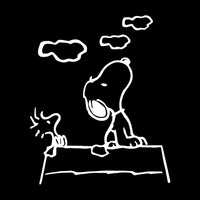 Snoopy and Woodstock Looking Up Die-Cut Vinyl Decal - White