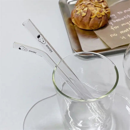 Snoopy 3 - Piece Glass Straw Set With Cleaning Brush (Brush Not Shown In Photos) - snoopn4pnuts.com