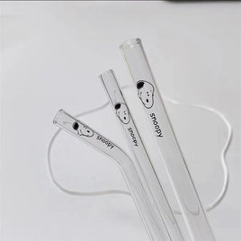 Snoopy 3 - Piece Glass Straw Set With Cleaning Brush (Brush Not Shown In Photos) - snoopn4pnuts.com