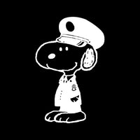 Snoopy Military NAVY DRESS UNIFORM Die-Cut Vinyl Decal - White
