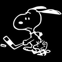 Snoopy Hockey Player Die-Cut Vinyl Decal - White