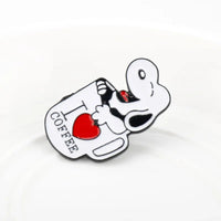 Snoopy Enamel Pin - I Love Coffee - snoopn4pnuts.com