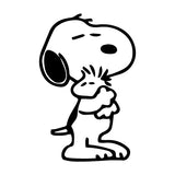 Snoopy Hugs Woodstock Die-Cut Vinyl Decal - Black