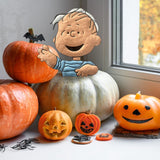 Peanuts Hammered Metal Halloween Pumpkin Press-In Decor - Linus and The Great Pumpkin