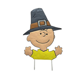 Peanuts Hammered Metal Halloween Pumpkin Press - In Decor - Charlie Brown Pilgrim - snoopn4pnuts.com