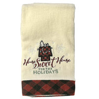 Snoopy Embroidered Holiday Christmas Hand Towel - Home Sweet Home - snoopn4pnuts.com