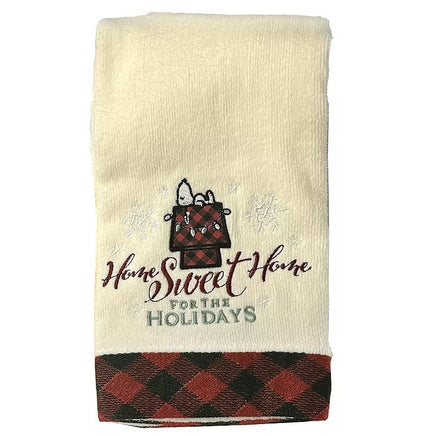 Snoopy Embroidered Holiday Christmas Hand Towel - Home Sweet Home - snoopn4pnuts.com