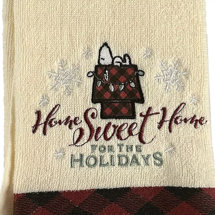 Snoopy Embroidered Holiday Christmas Hand Towel - Home Sweet Home - snoopn4pnuts.com
